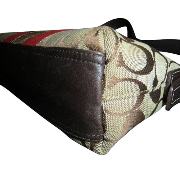 COACH 2005 Hampton Signature Jacquard Python & Suede Demi Baguette Barrel Bag - Picture 10 of 14